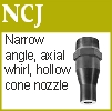 Axial whirl, hollow cone, injector nozzle