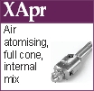 Internal mix cone air atomising nozzle for moistening (XAPR)