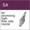 SA c Spiral air, 3 stage air atomising high flow rate nozzle