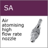 Spiral air, 3 stage air atomising high flow rate nozzle