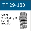 Ultra wide angle spiral nozzle