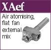 XAer air atomising , full cone, external mix, narrow spray angle nozzle